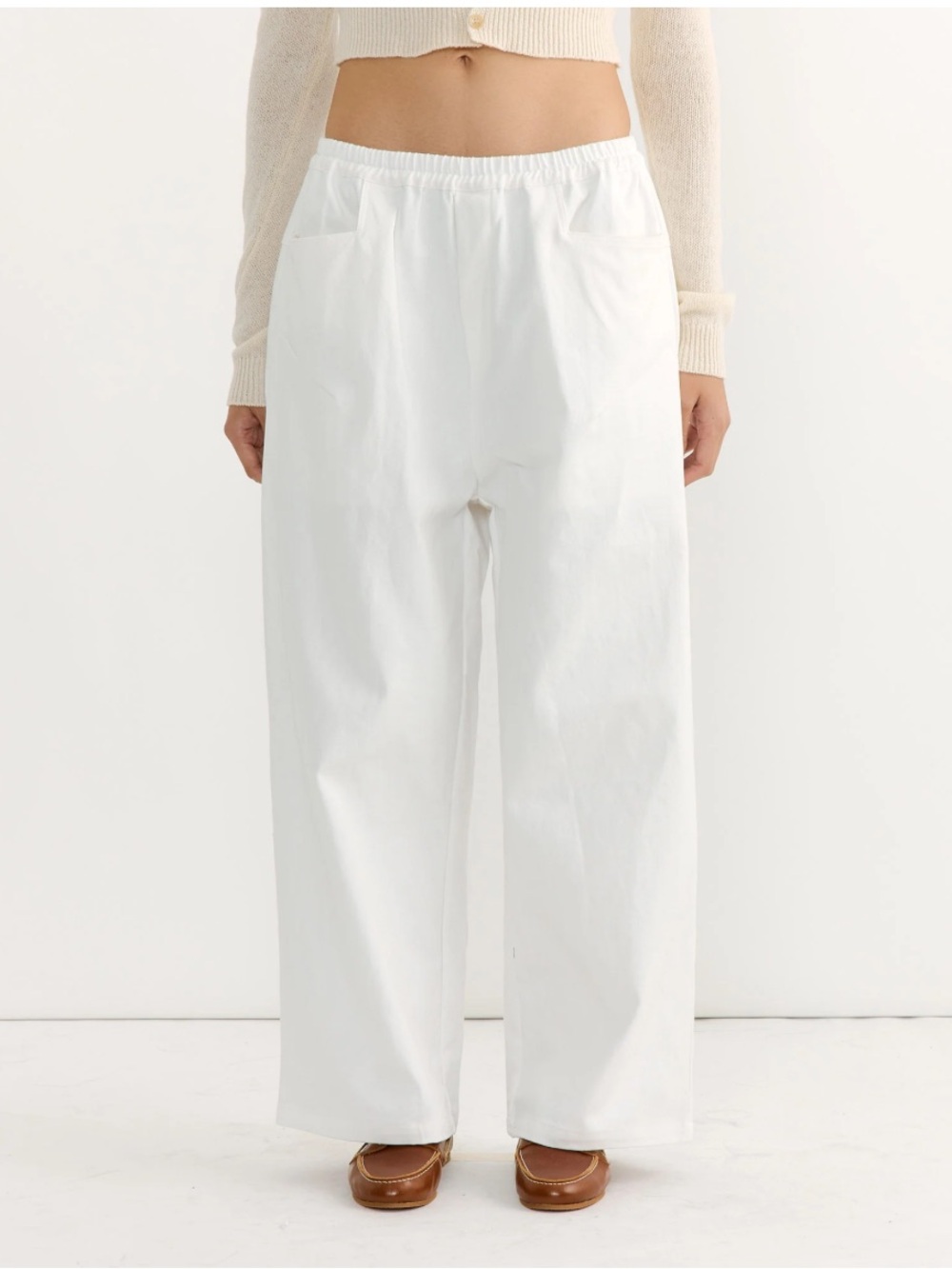NWT ss26 $215 Deiji Studios White Pocket Pants Medium Cotton
